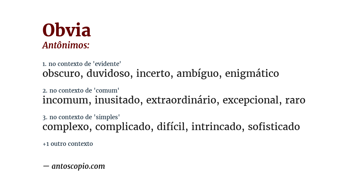 Antônimo de obvia