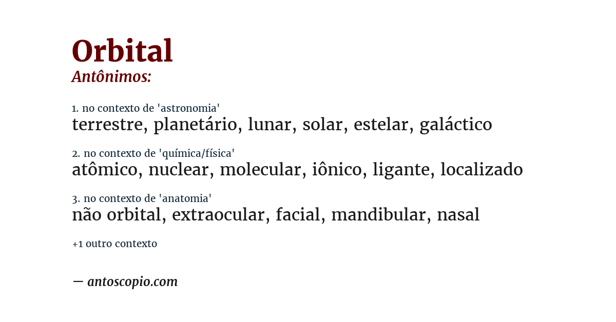 Antônimo de orbital