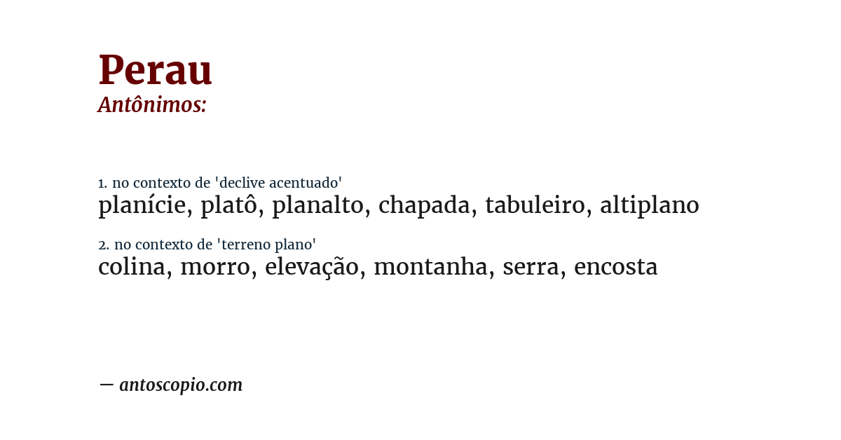 Antônimo de perau