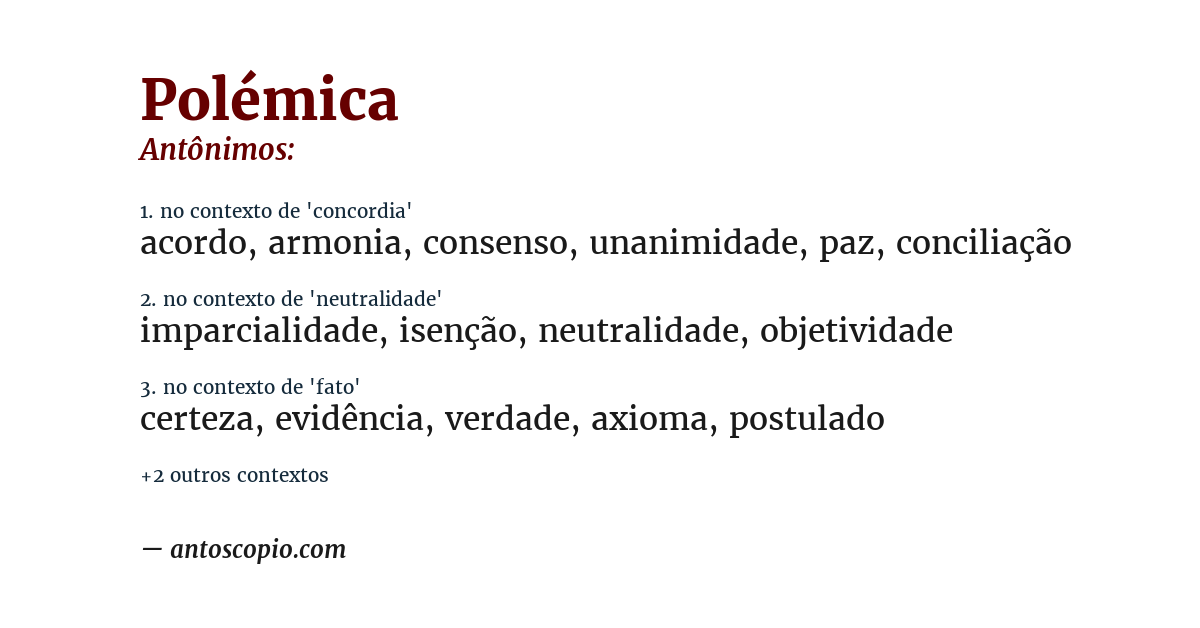 Antônimo de polémica
