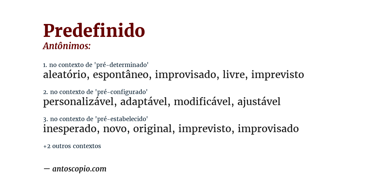 Antônimo de predefinido