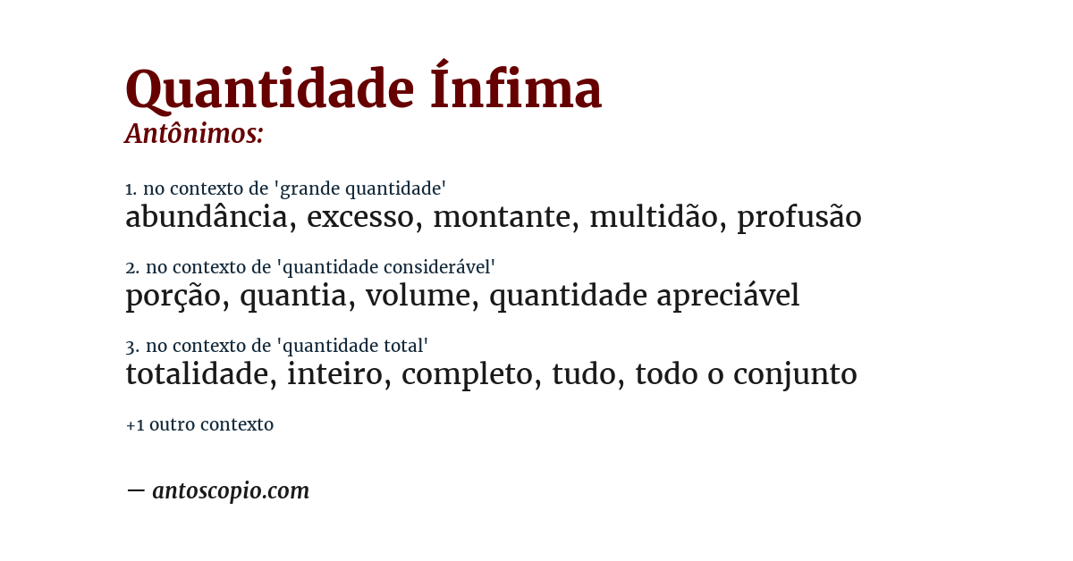 Antônimo de quantidade ínfima