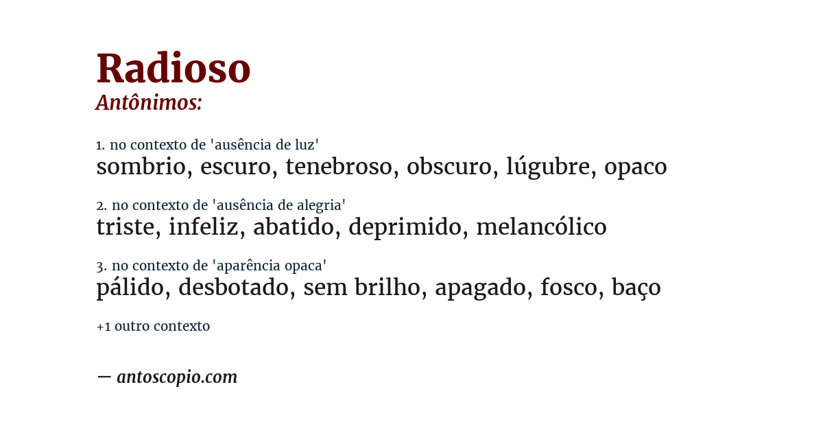 Antônimo de radioso