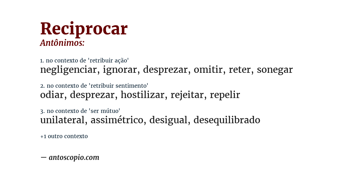 Antônimo de reciprocar
