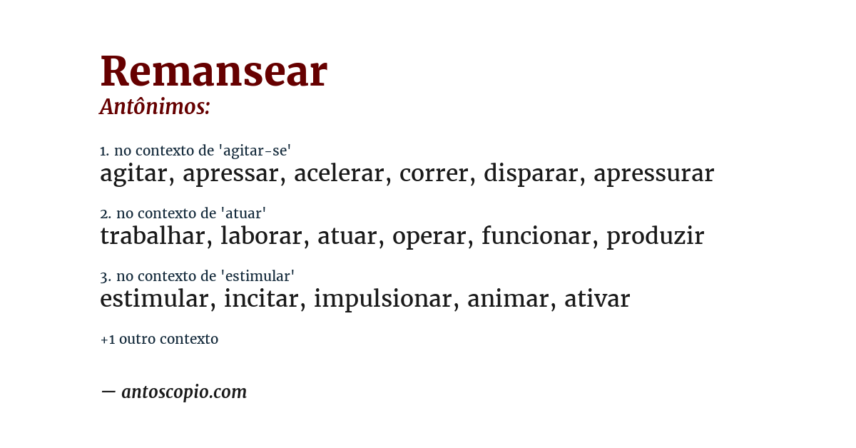 Antônimo de remansear