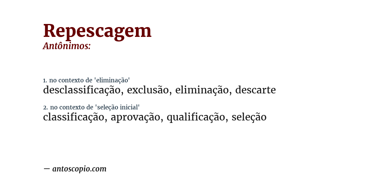 Antônimo de repescagem