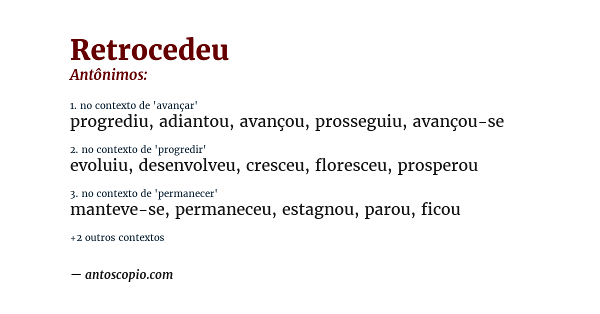 Antônimo de retrocedeu