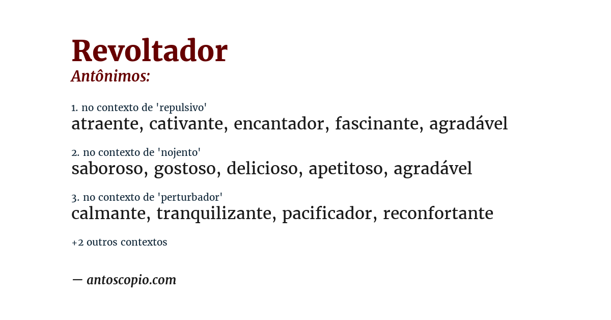 Antônimo de revoltador