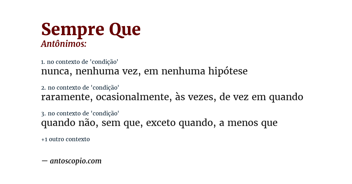 Antônimo de sempre que