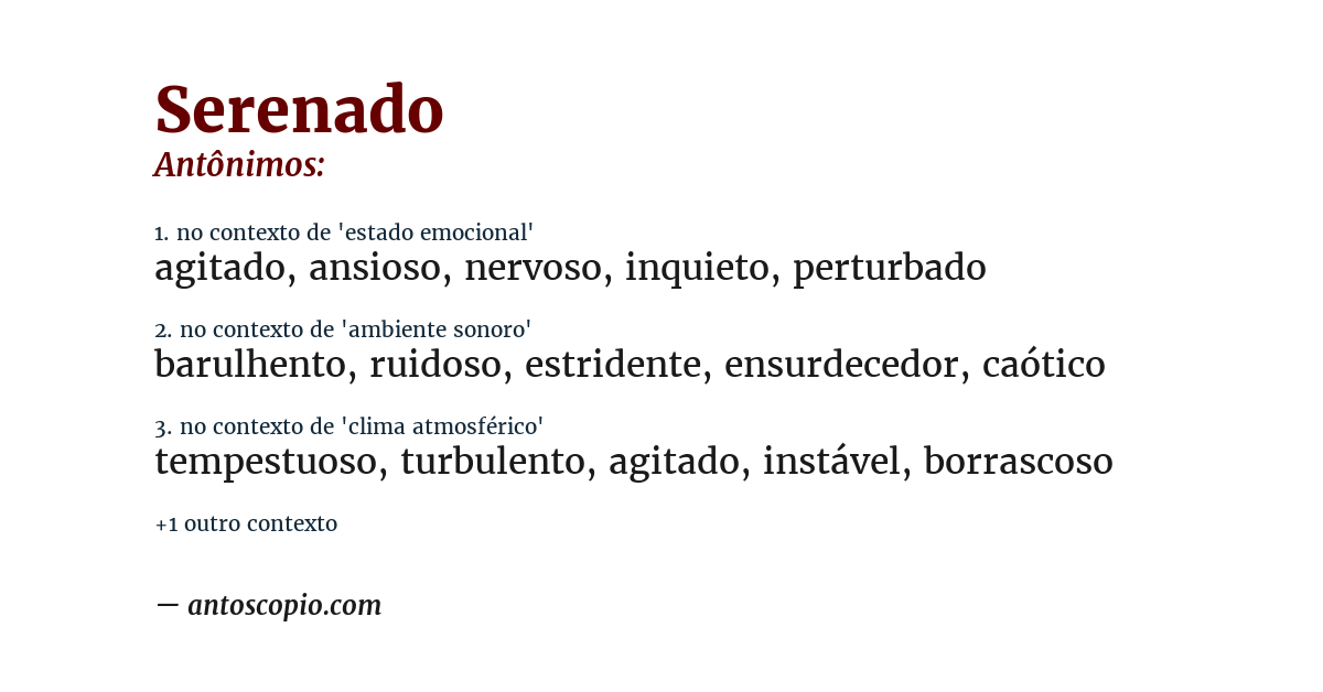 Antônimo de serenado