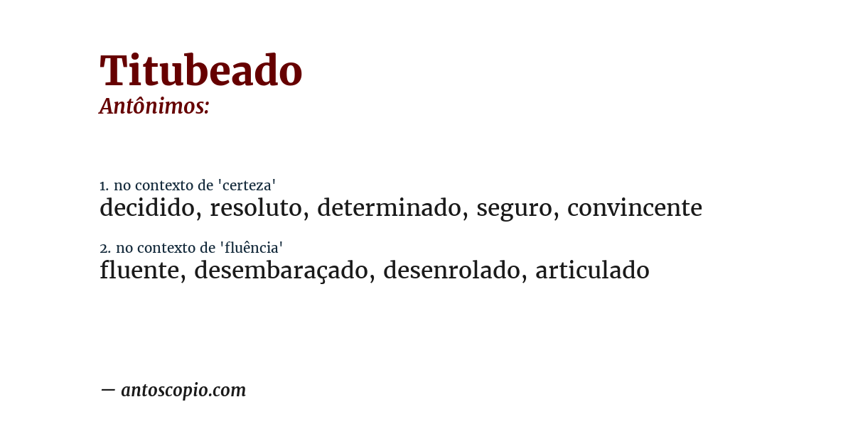 Antônimo de titubeado