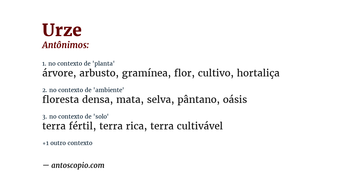 Antônimo de urze