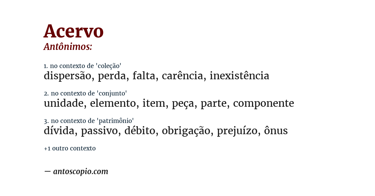 Antônimo de acervo
