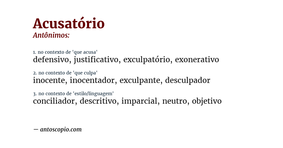 Antônimo de acusatório