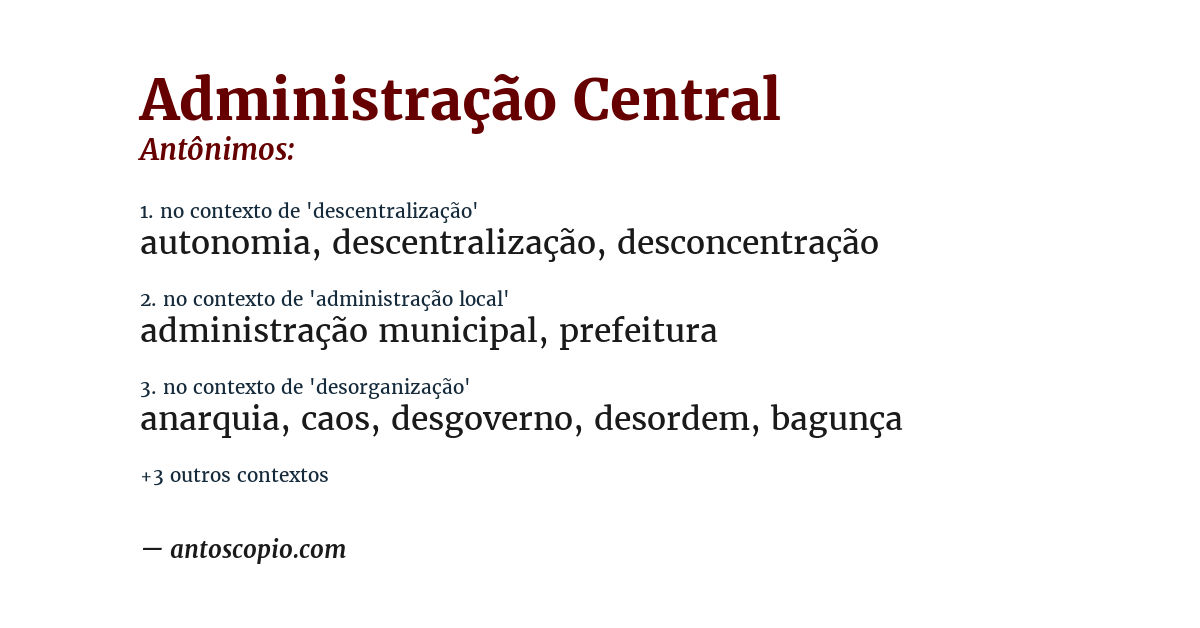 Antônimo de administração central