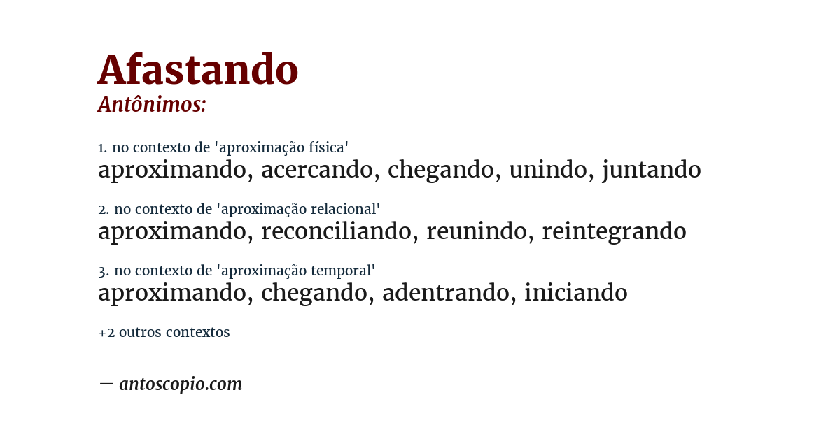Antônimo de afastando