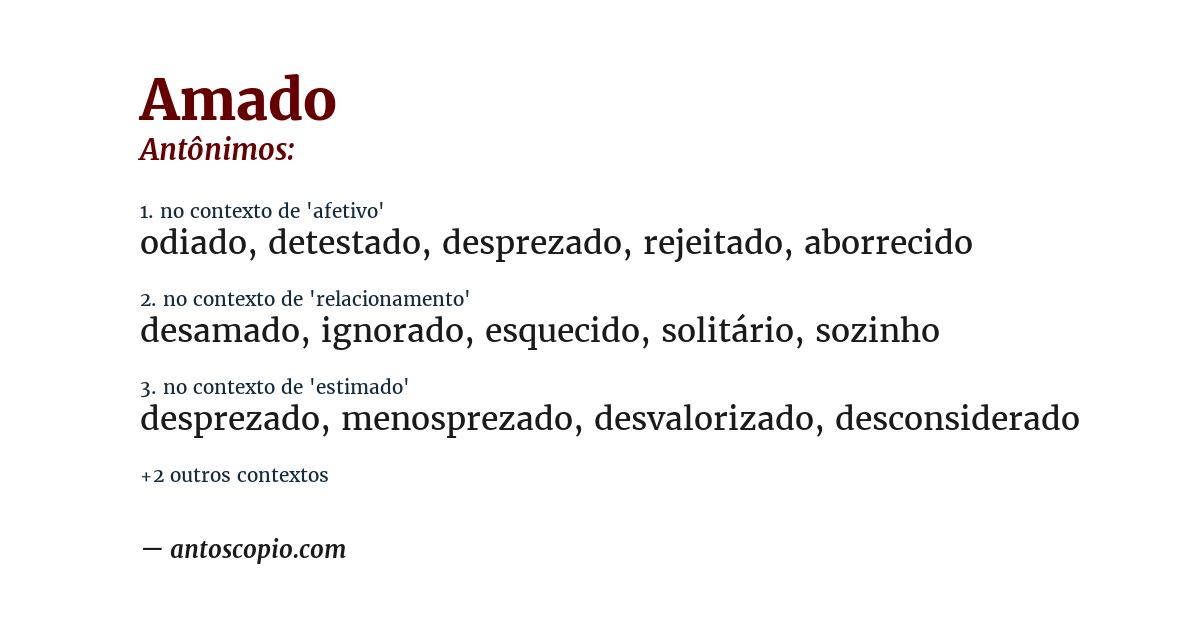 Antônimo de amado