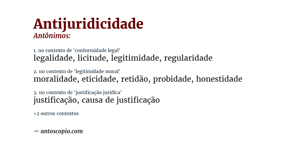 Antônimo de antijuridicidade