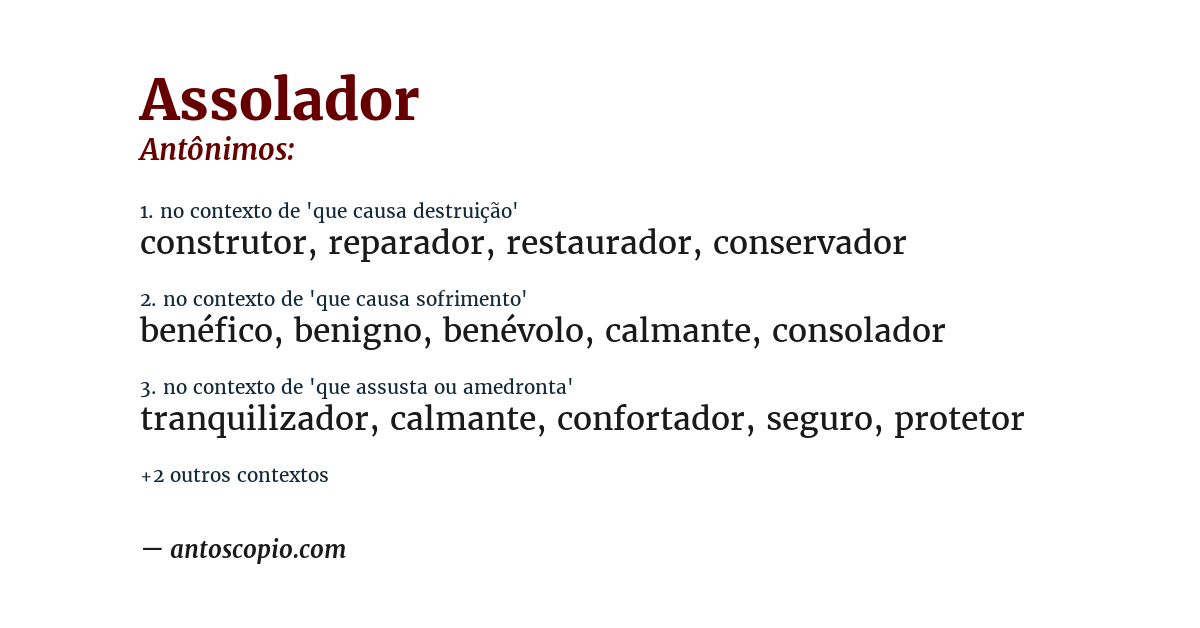 Antônimo de assolador