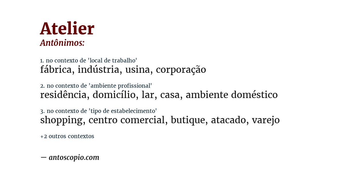 Antônimo de atelier