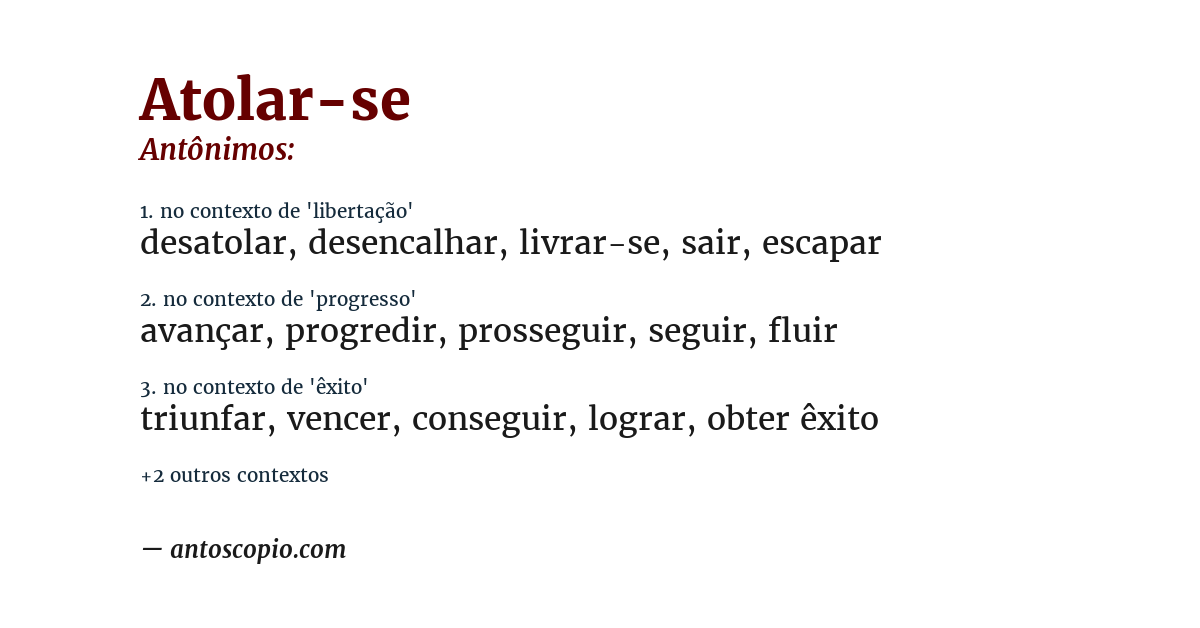Antônimo de atolar-se