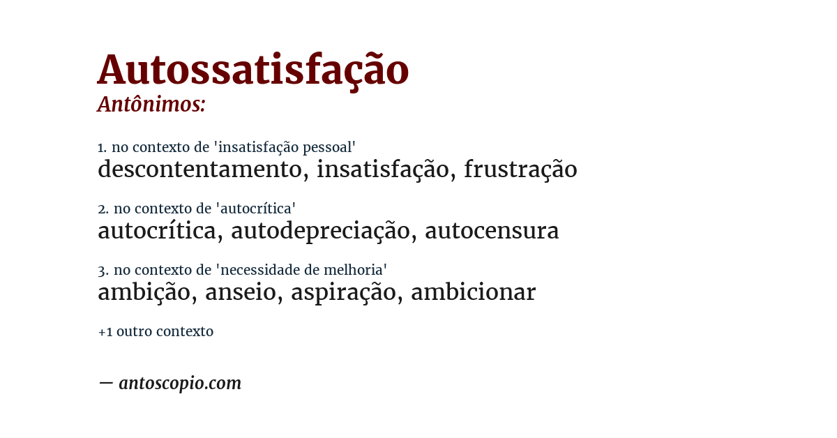 Antônimo de autossatisfação