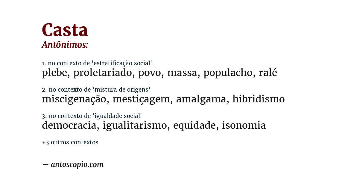 Antônimo de casta