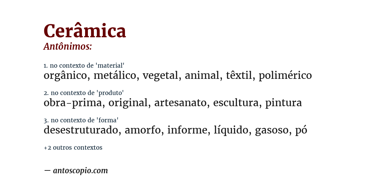 Antônimo de cerâmica