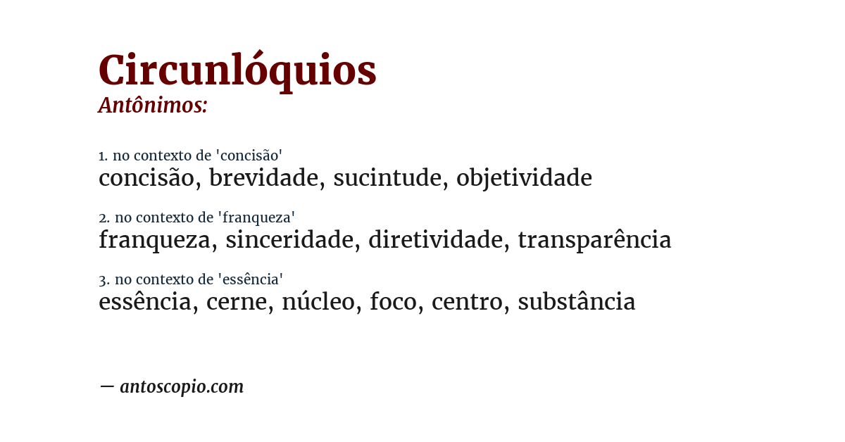 Antônimo de circunlóquios