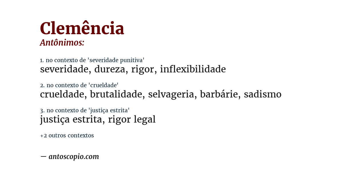 Antônimo de clemência