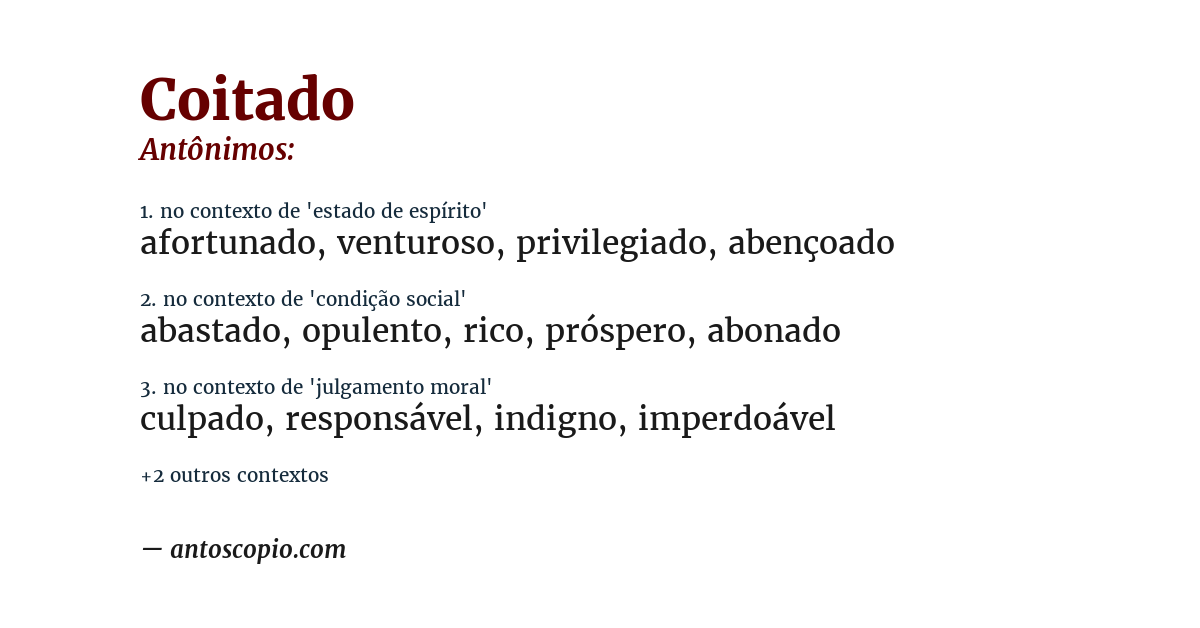 Antônimo de coitado