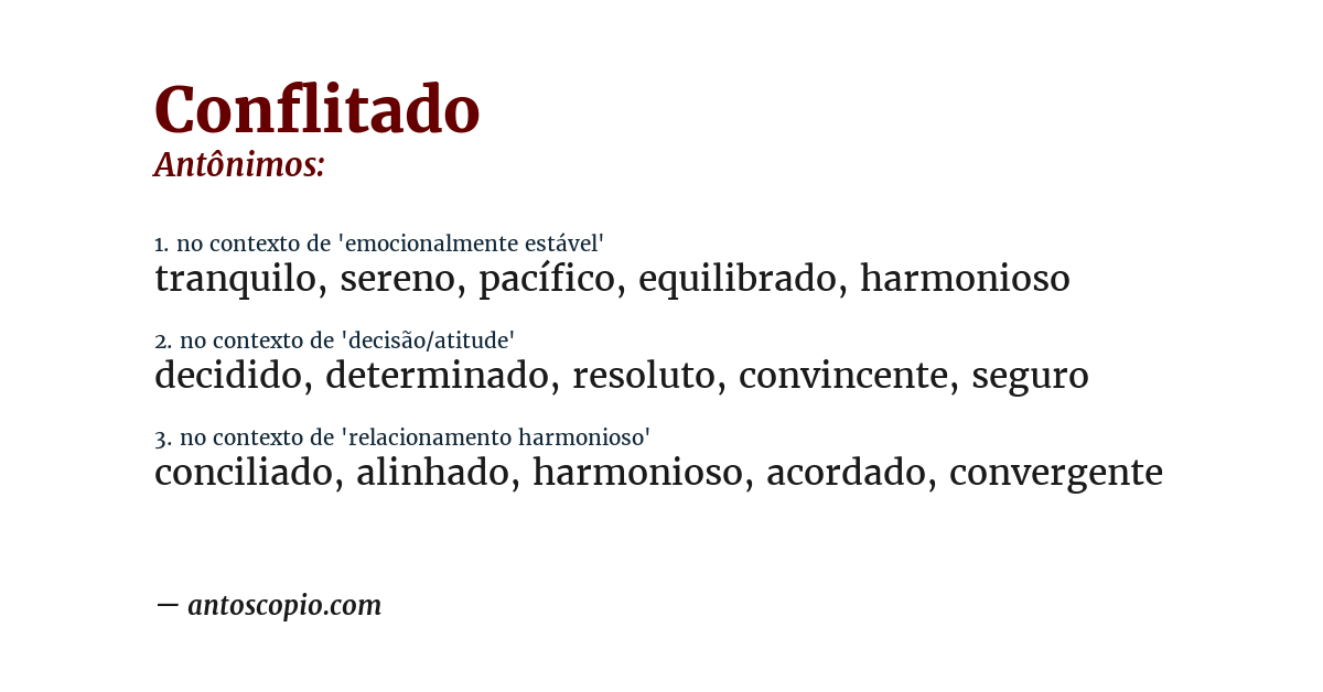 Antônimo de conflitado