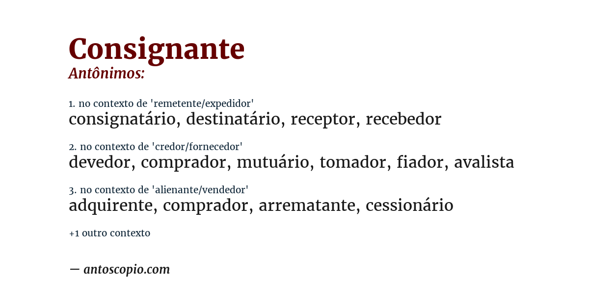 Antônimo de consignante