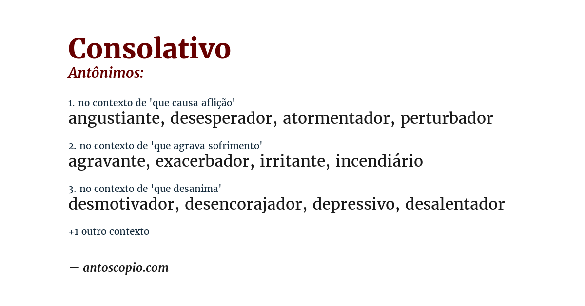 Antônimo de consolativo
