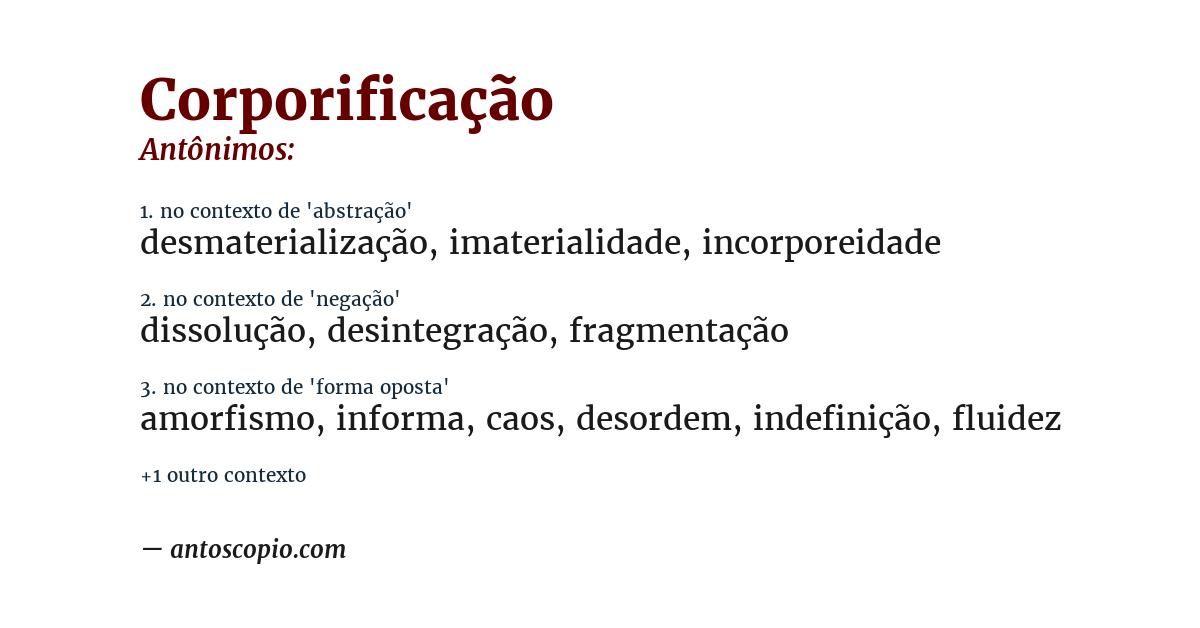 Antônimo de corporificação