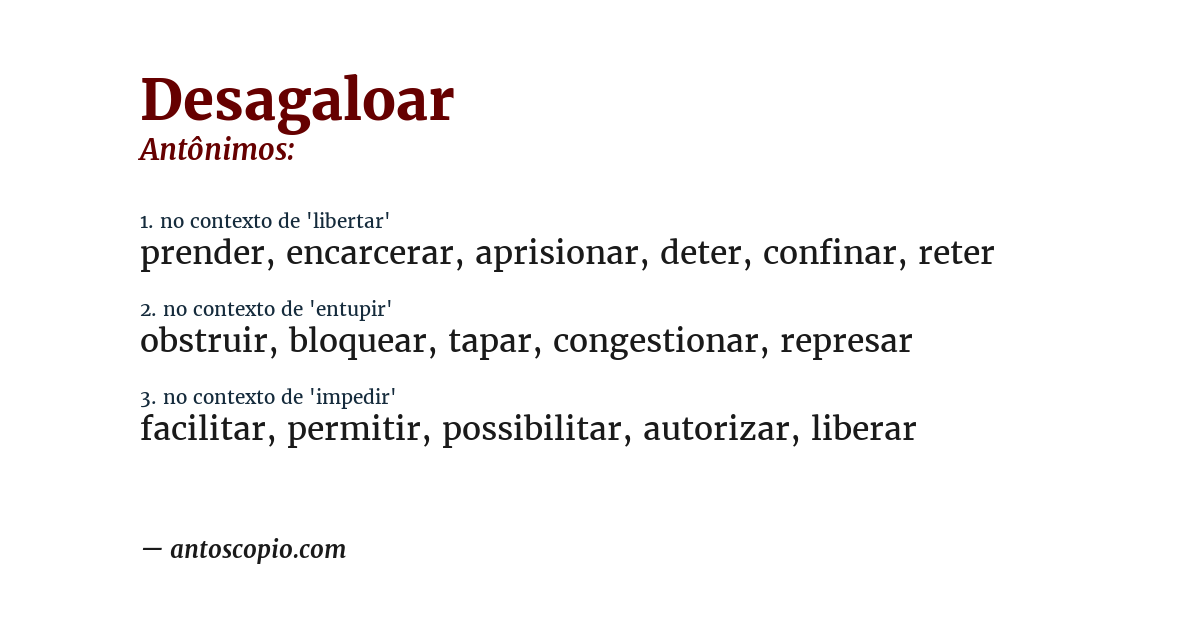 Antônimo de desagaloar