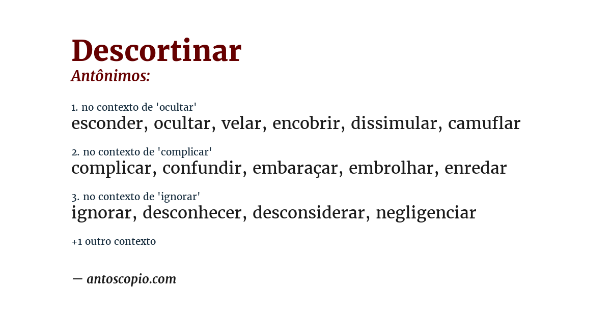 Antônimo de descortinar