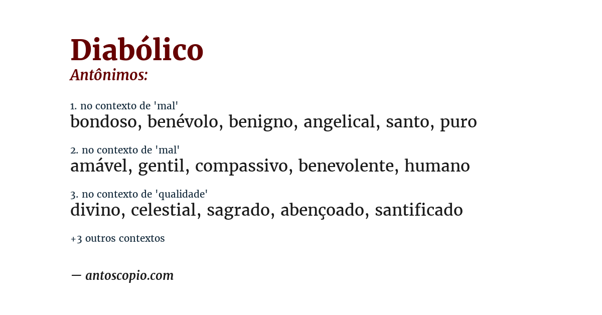 Antônimo de diabólico