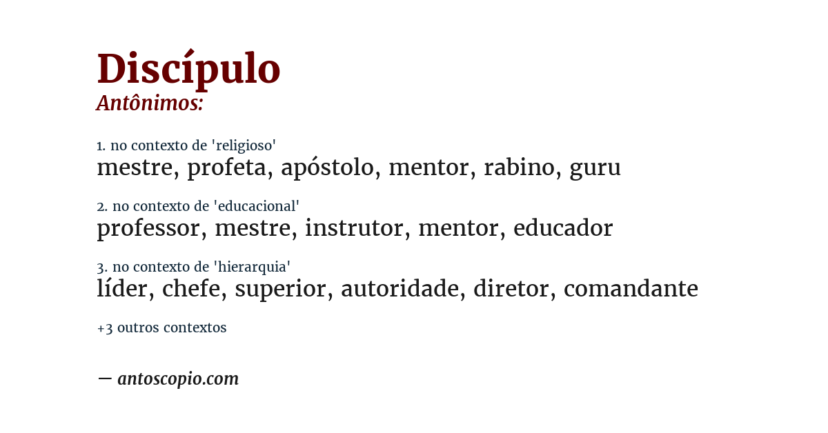 Antônimo de discípulo