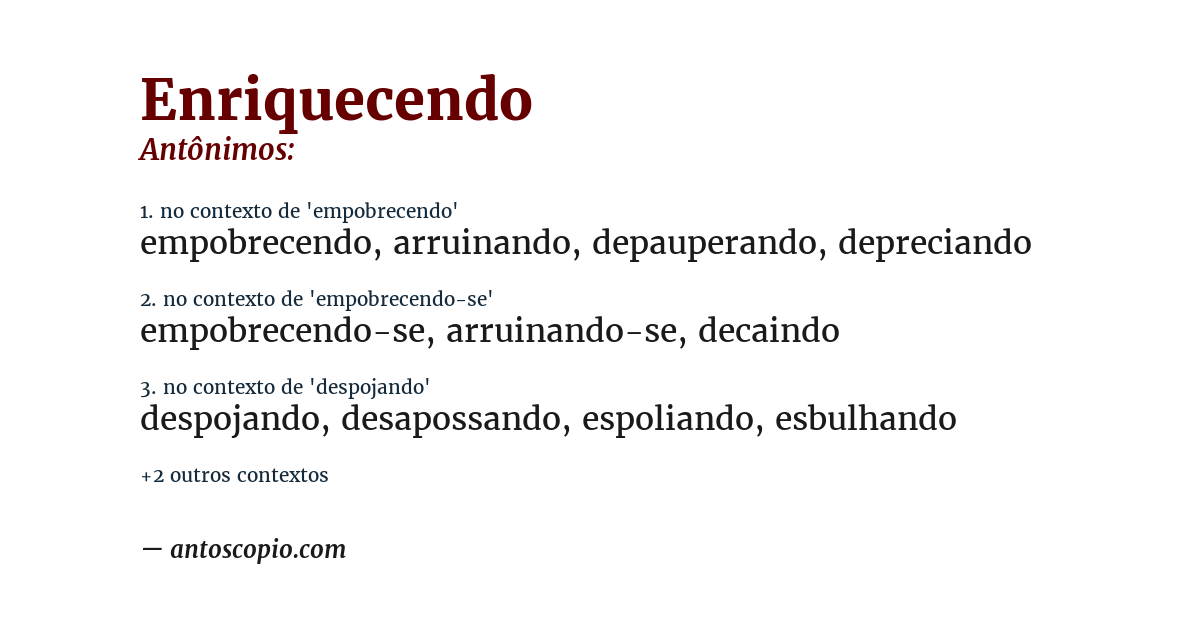 Antônimo de enriquecendo