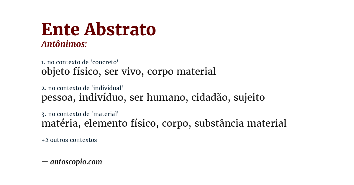 Antônimo de ente abstrato