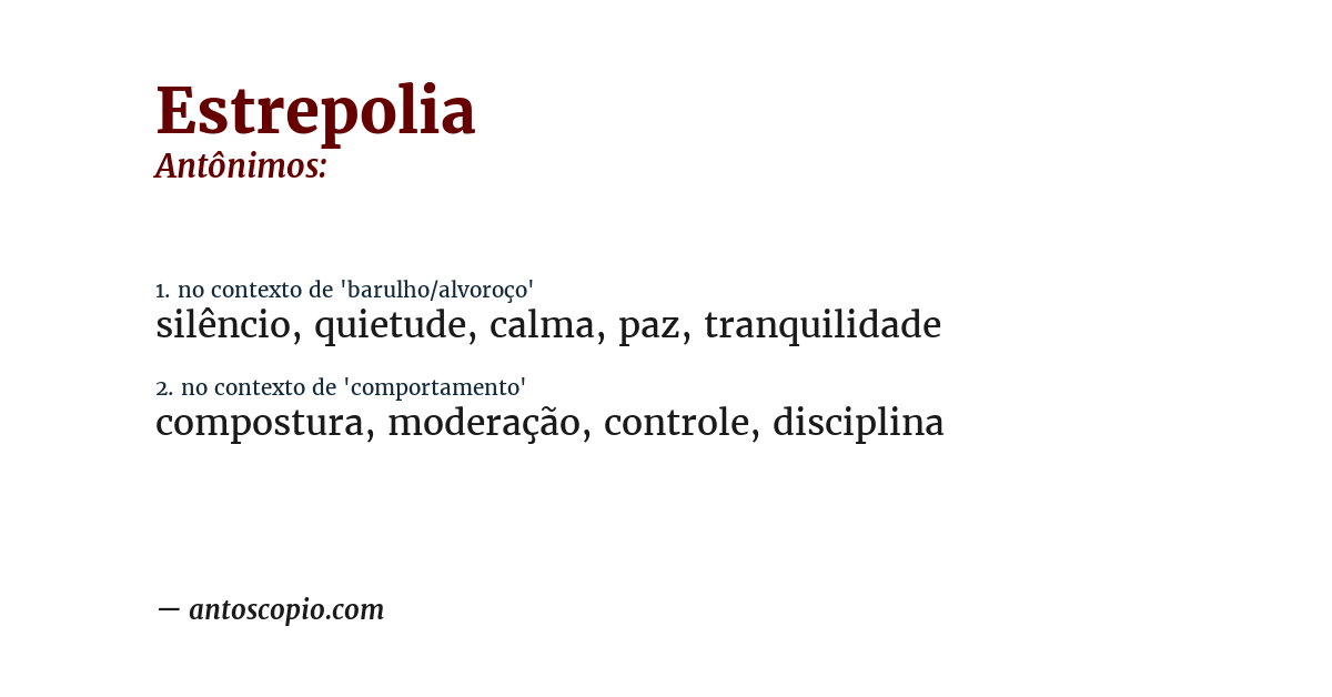 Antônimo de estrepolia