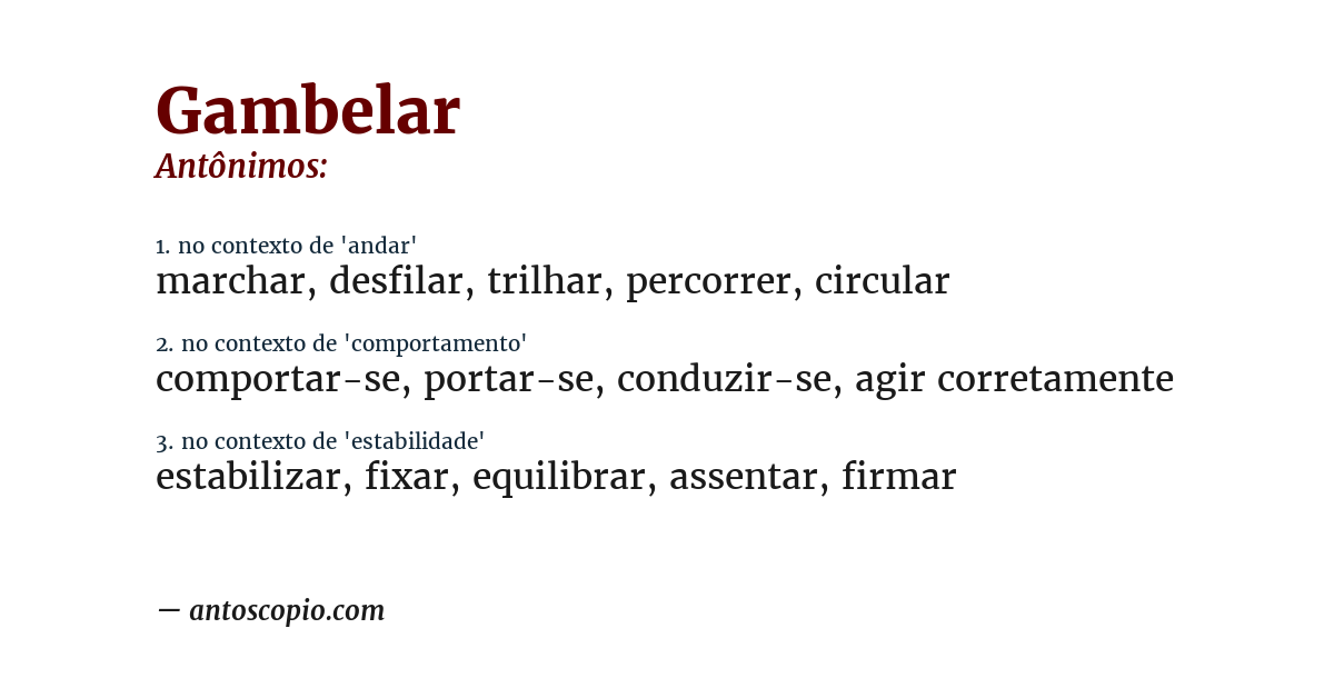 Antônimo de gambelar