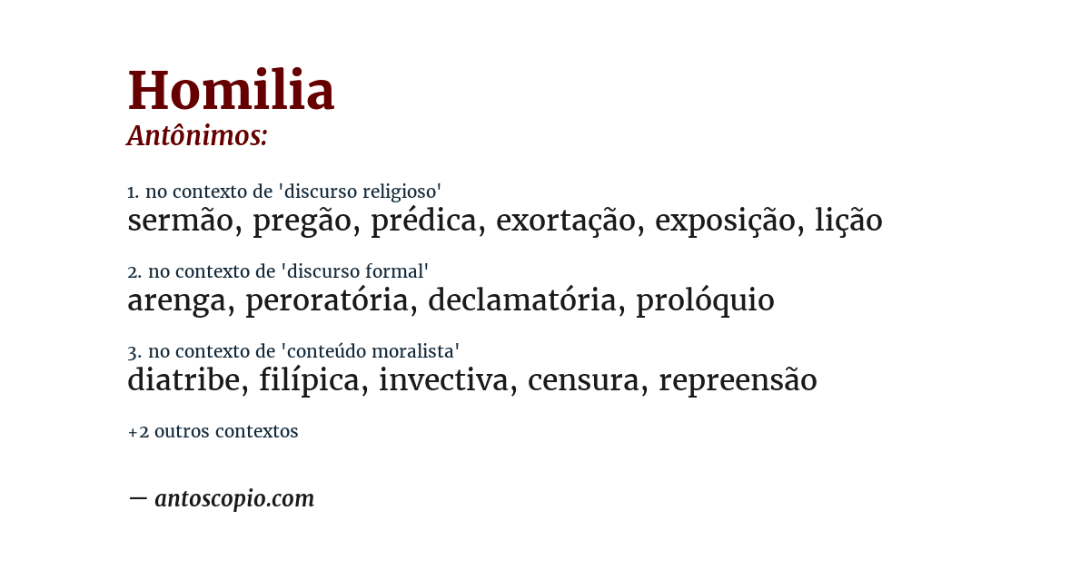 Antônimo de homilia