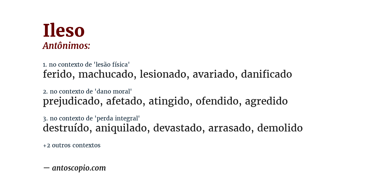 Antônimo de ileso