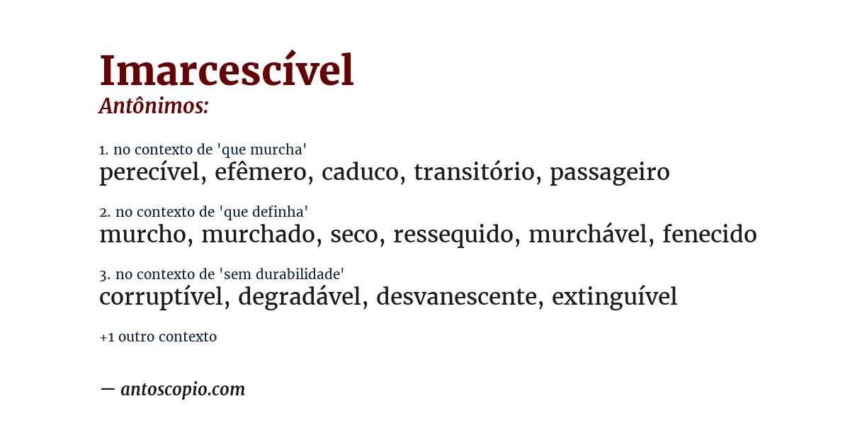 Antônimo de imarcescível