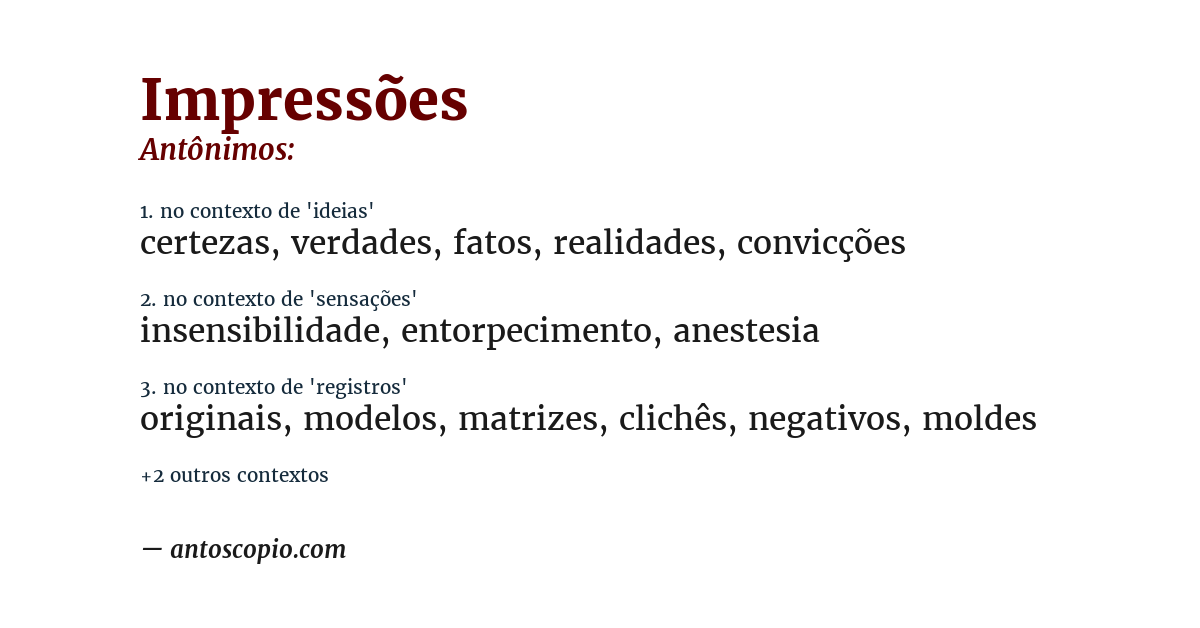 Antônimo de impressões