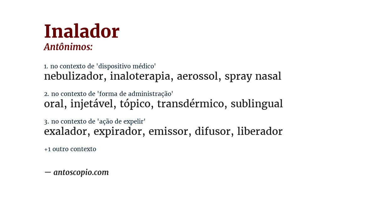 Antônimo de inalador
