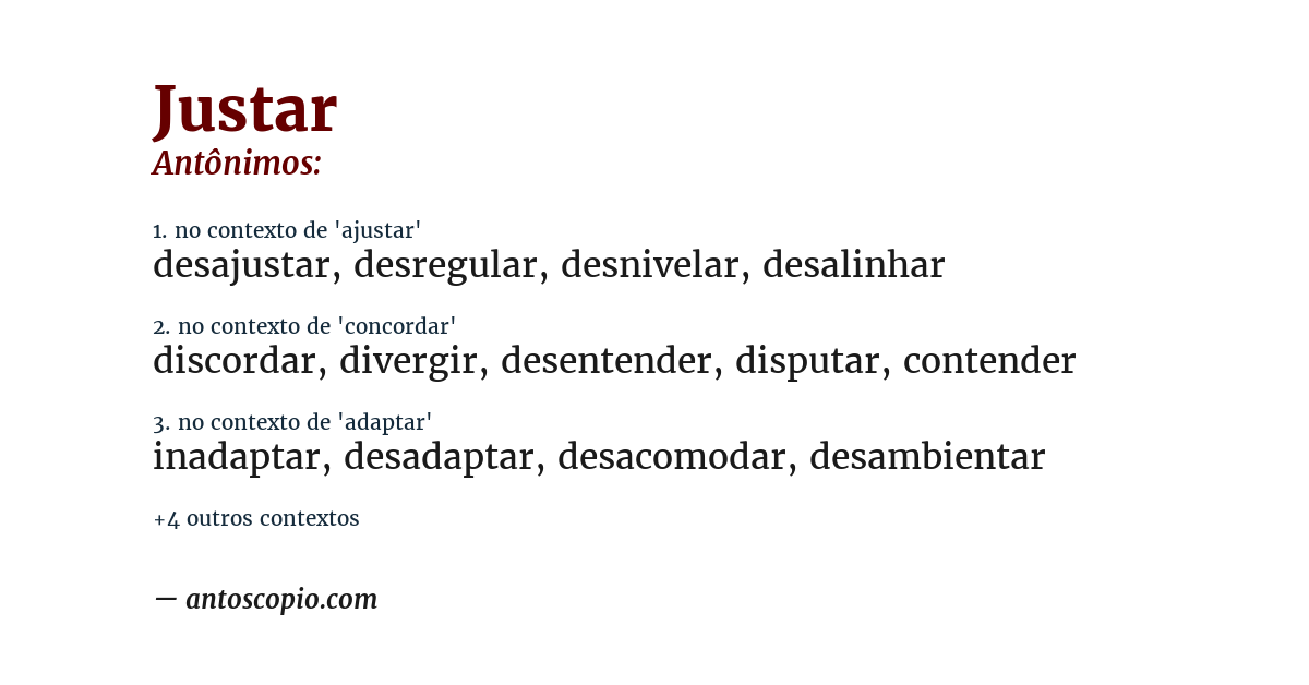 Antônimo de justar