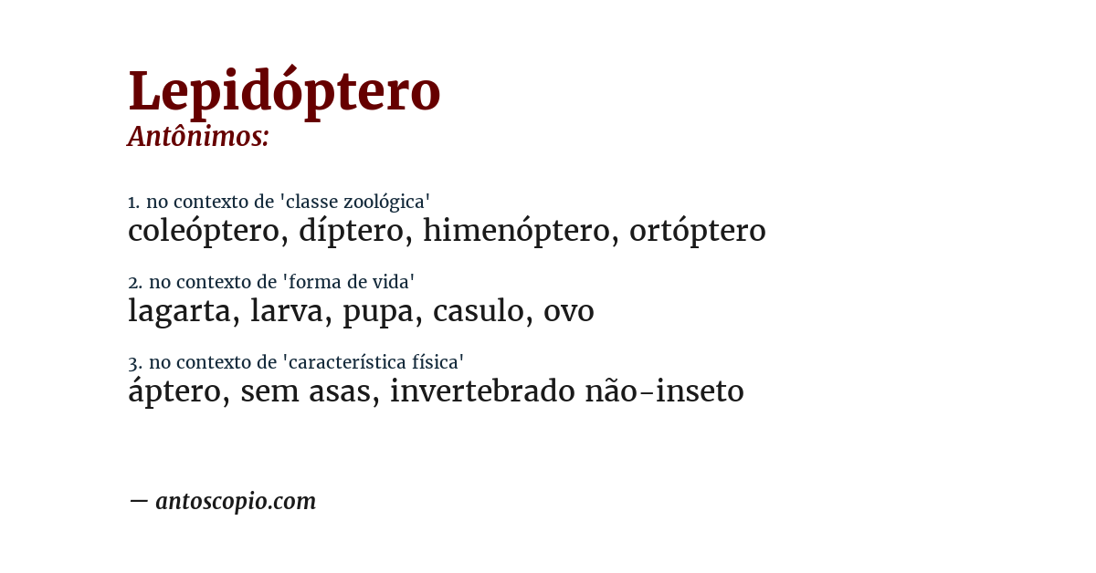 Antônimo de lepidóptero